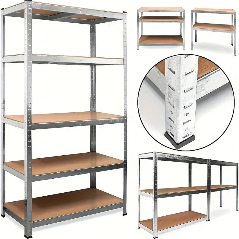 Warehouse 5 Tier Racking Shelf Heavy Duty Steel Garage Shelving Unit Garden Shed Shelving, 2 sizes