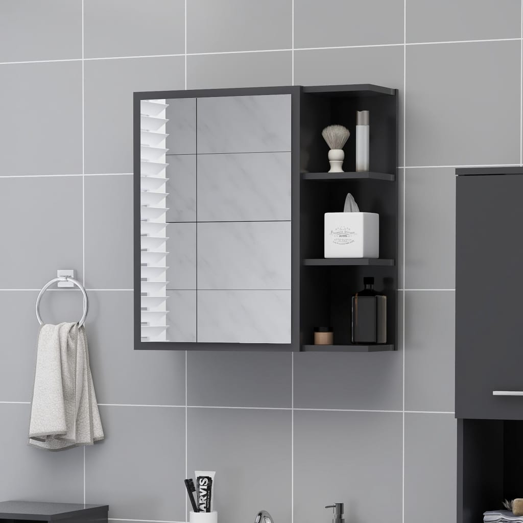 Bathroom Cabinet Wall Mounted Mirrored Storage Cupboard Shelf