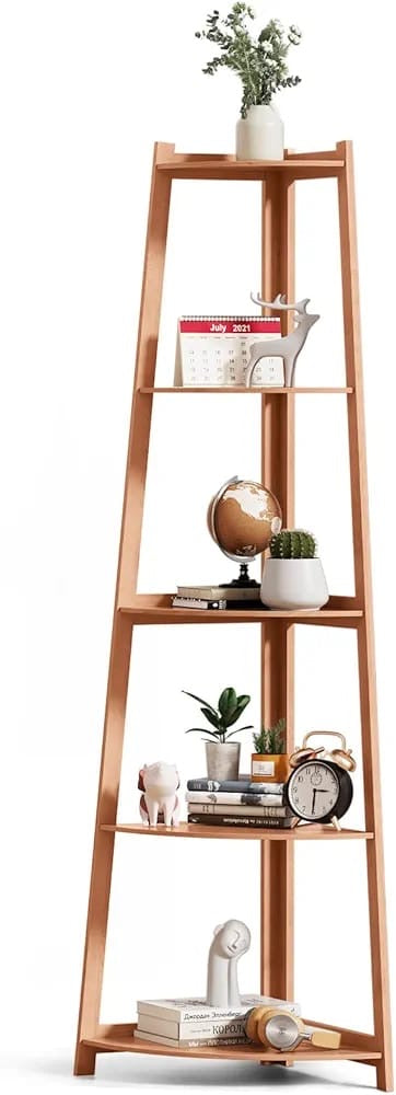 Corner Shelf 5 Tier ladder shelving unit Multi-Purpose Storage Shelving Unit Bookshelf Plant Stand for Living Room