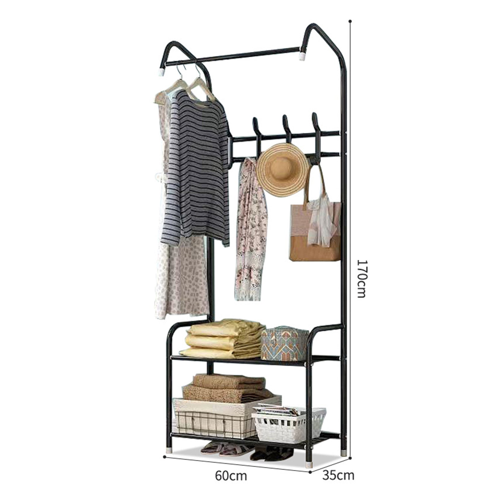 Metal Coat Rack Stand clothes Hangers Storage Shelf