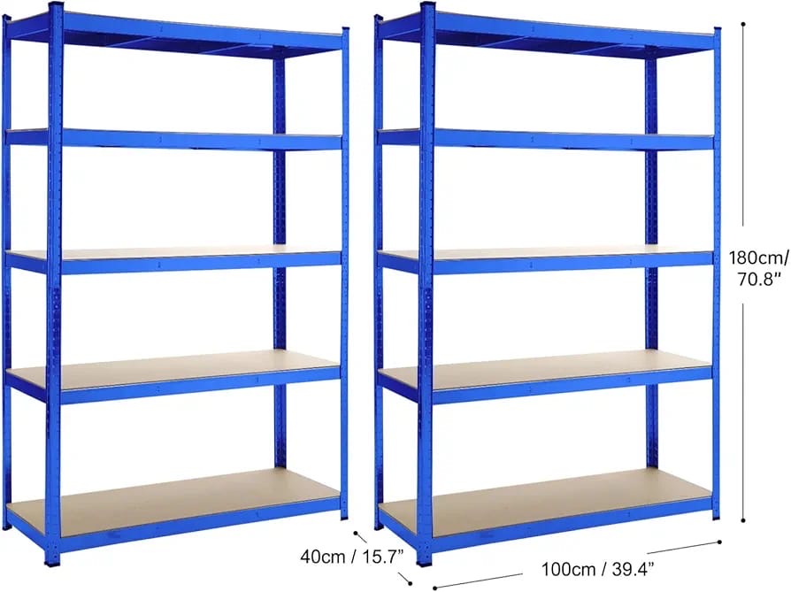 5 Tiers Metal Shelving Units Warehouse Racking Shelf Heavy Duty Steel 175kgs Per Bay 180X100X40CM