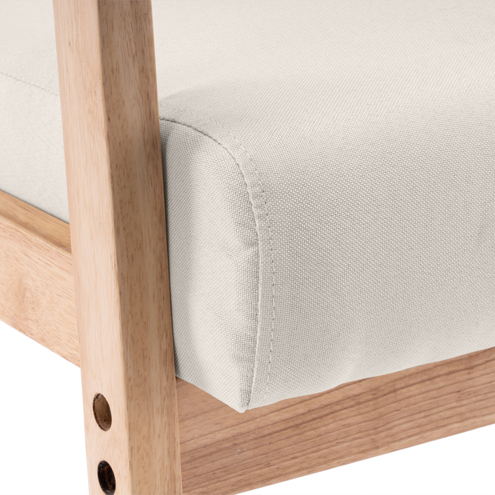 Simple Fabric Wood Armrest Single Sofa Beige (64x59x71cm)