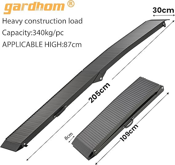 Anti-slip Loading Ramp, gardhom 203x28cm ATV Motorcycles Loading Ramp with 340KG/Pack Loading Capacity