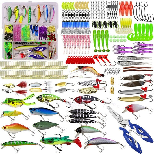 Set of 300pcs Minnow Fishing Lures Popper Bass Tackle Spinners Soft Bait Pike Trout Salmon