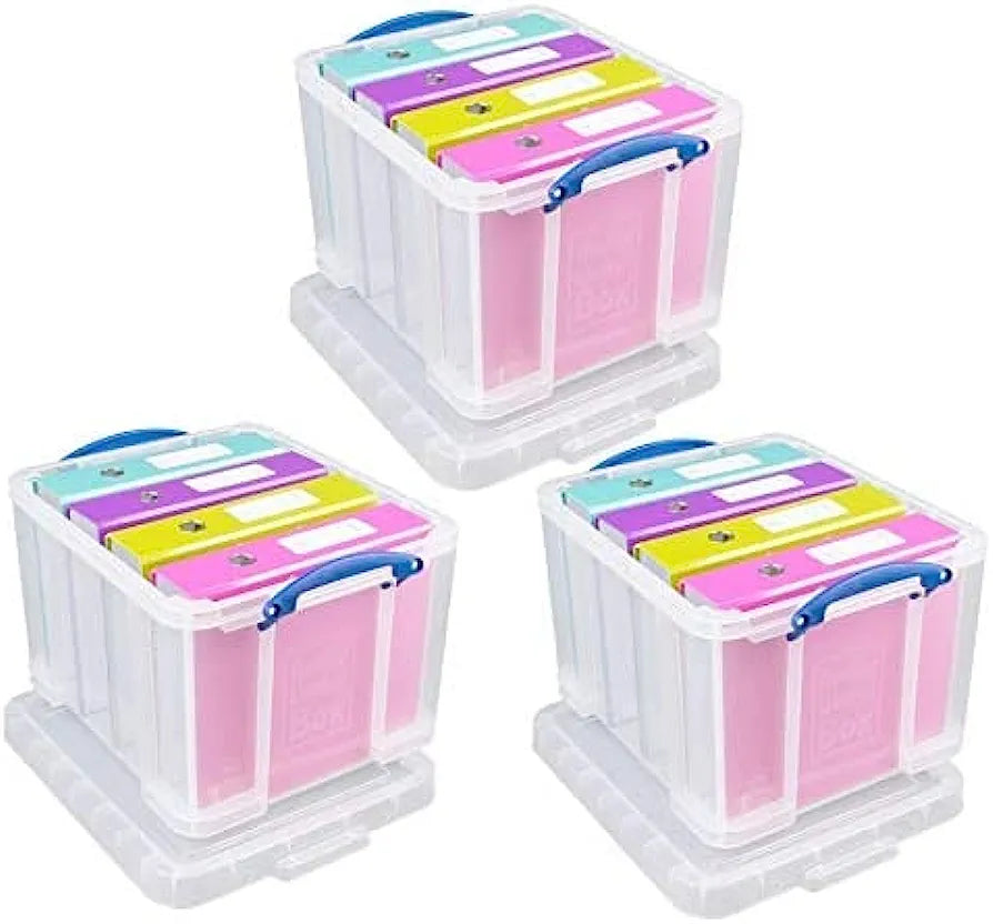 Useful Plastic Storage Box Pack 3x35 Litre Clear