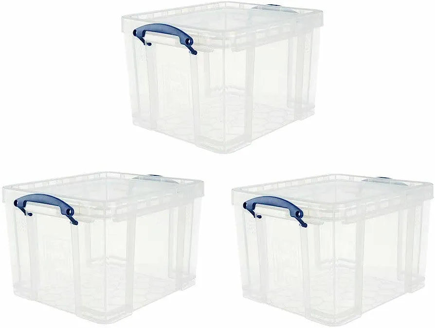 Useful Plastic Storage Box Pack 3x35 Litre Clear