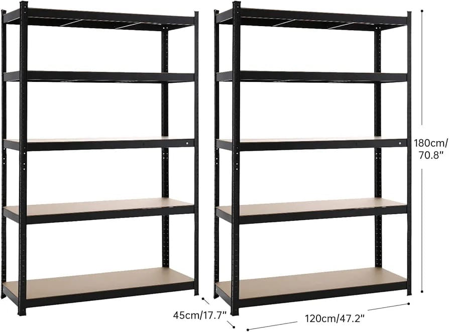 Warehouse 5 Tier Racking Shelf Heavy Duty Steel Garage Shelving Unit Garden Shed Shelving, 180x120x45cm