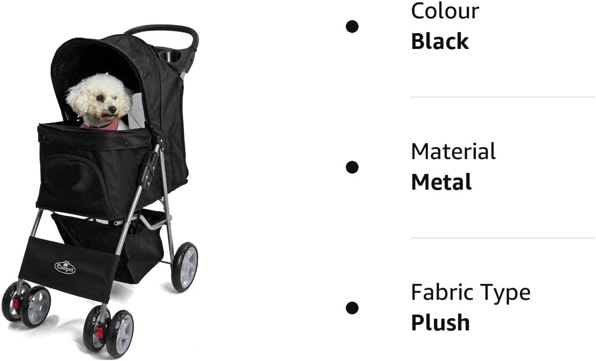 Pet Travel Dog Stroller Pushchair Black