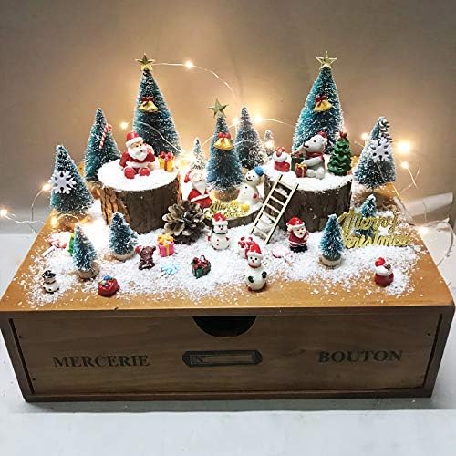 5PCS Winter Christmas Miniature Ornament Kits for DIY Christmas Scene Fairy Garden Dollhouse Home Décor, Mini Christmas Trees, Snowman for Christmas Party Decoration Micro Landscape