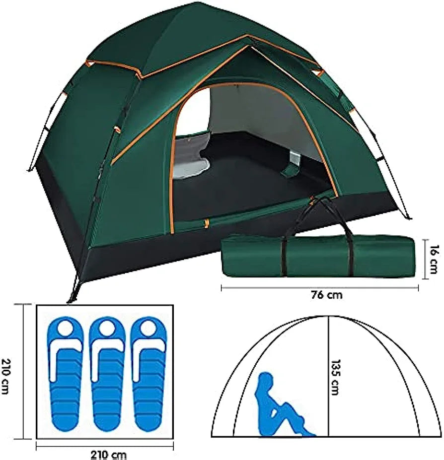 Automatic Pop Up Tent for 3-4 
Waterproof & UV Protection