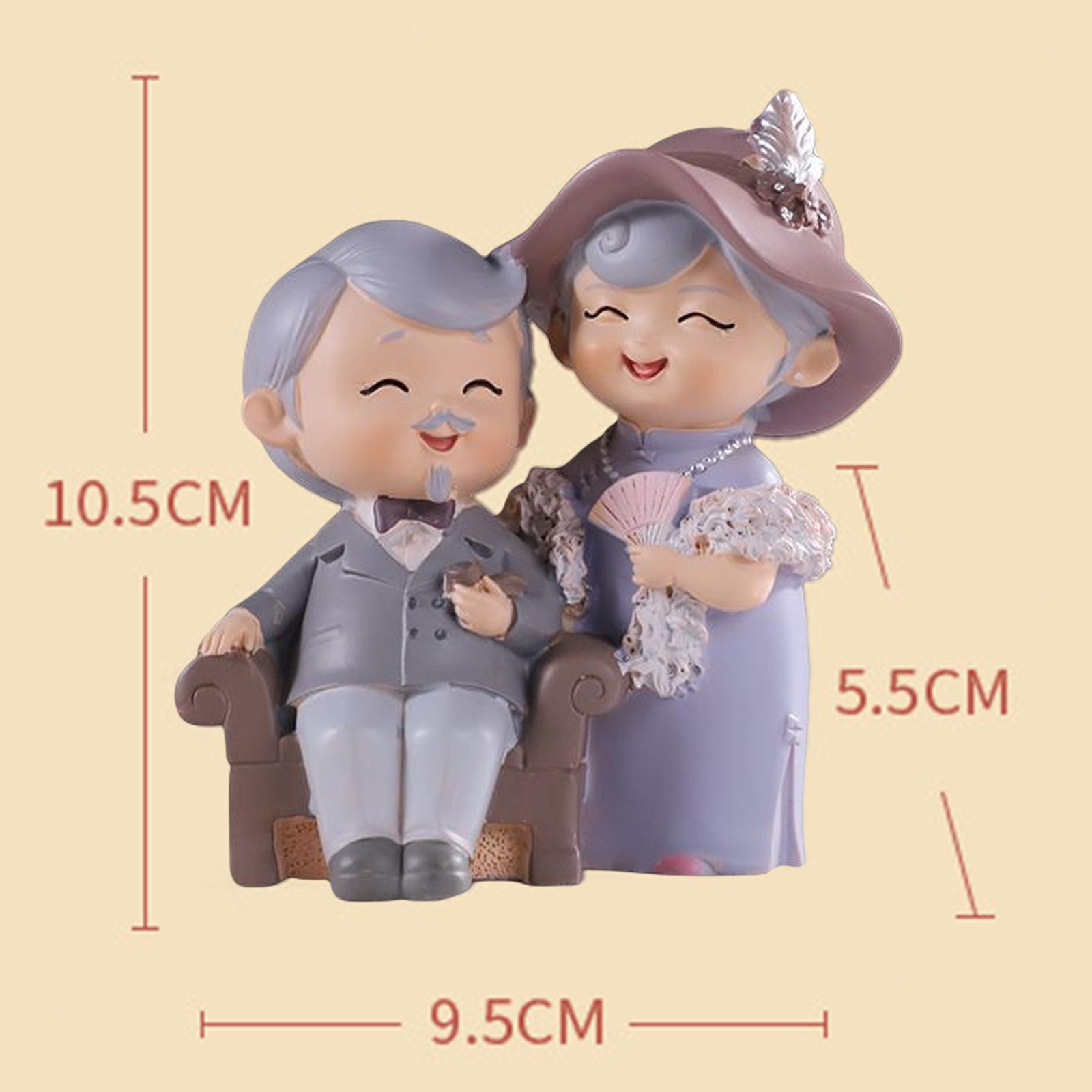 Elderly couple ornaments and woman figurines for living room decoration