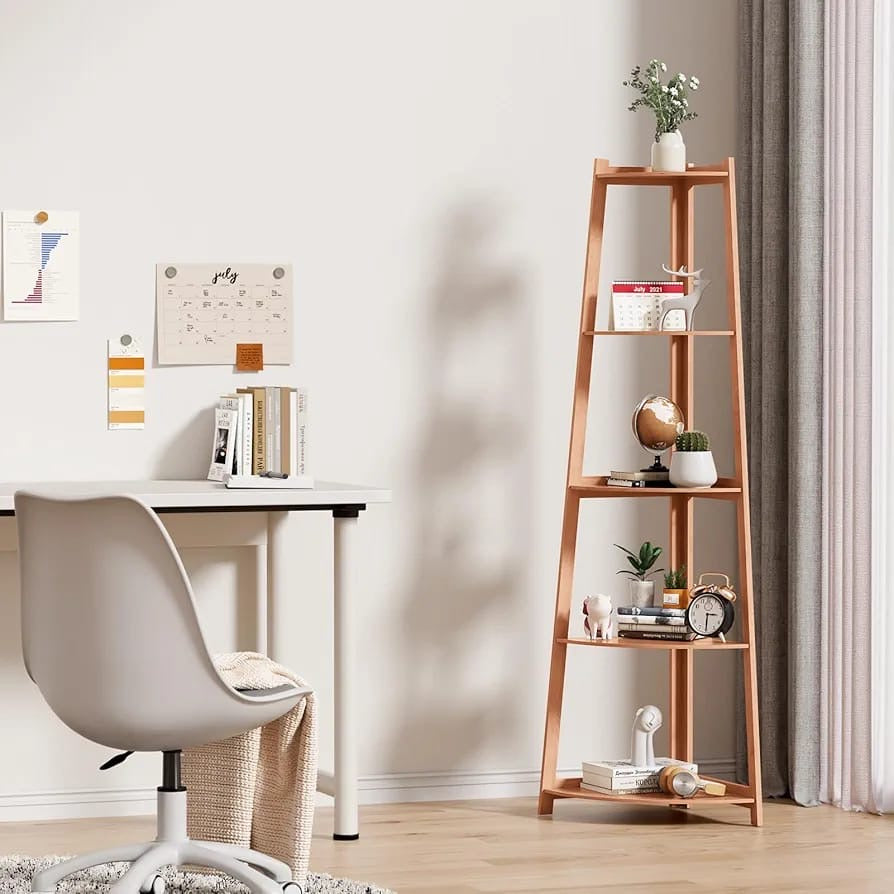 Corner Shelf 5 Tier ladder shelving unit Multi-Purpose Storage Shelving Unit Bookshelf Plant Stand for Living Room