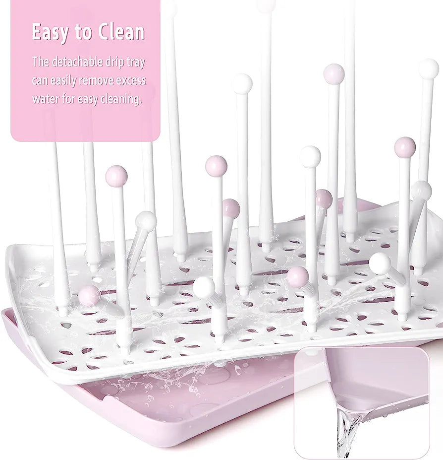 Baby Bottle Drying Rack with Removable Water Tray Countertop Bottle Holder for Baby and Toddler