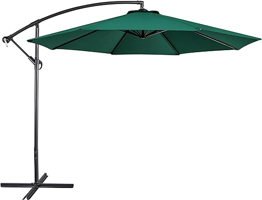 3m/2.7m Large Cantilever Parasol Garden Banana Umbrella Patio Offset Umbrella with Tilt & Crank Handle & Cross Base