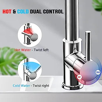 360° Swivel Pull Down Kitchen Tap, Kitchen Sink Mixer Tap with 360°