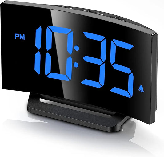 Digital Alarm Clock Modern Curved Design