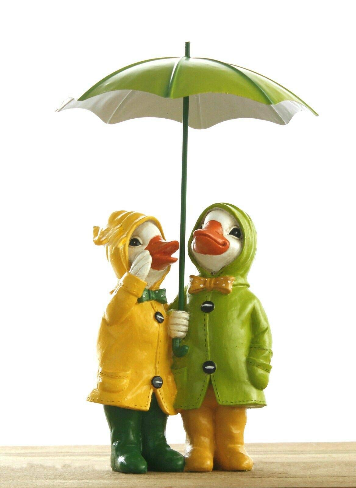 Ducks With Umbrellas Garden Ornaments Novelty Couple Sitting Statues Family Lawn