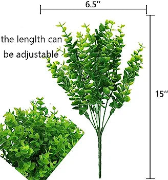 12pcs Artificial Plants,Plastic Greenery Shrubs UV Resistant