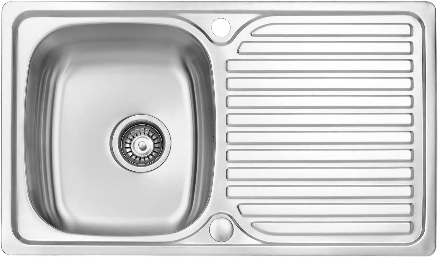 Stainless Steel Kitchen Sink Single Bowl Inset Reversible Drainer with Waste Pipes Clips