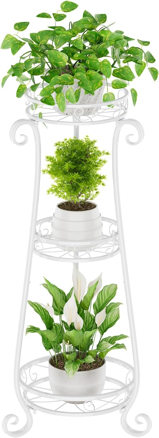 3 Tier Metal Plant Stand Indoor, 34 Inch Tall Corner Plant Stands for Indoor Plants, Flower Pot Holder Shelf Display Rack for Balcony Garden Patio Living Room