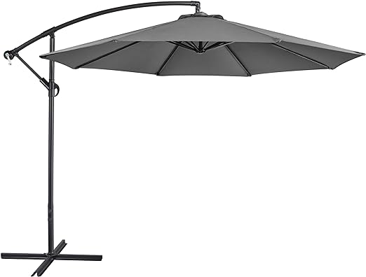 3m/2.7m Large Cantilever Parasol Garden Banana Umbrella Patio Offset Umbrella with Tilt & Crank Handle & Cross Base