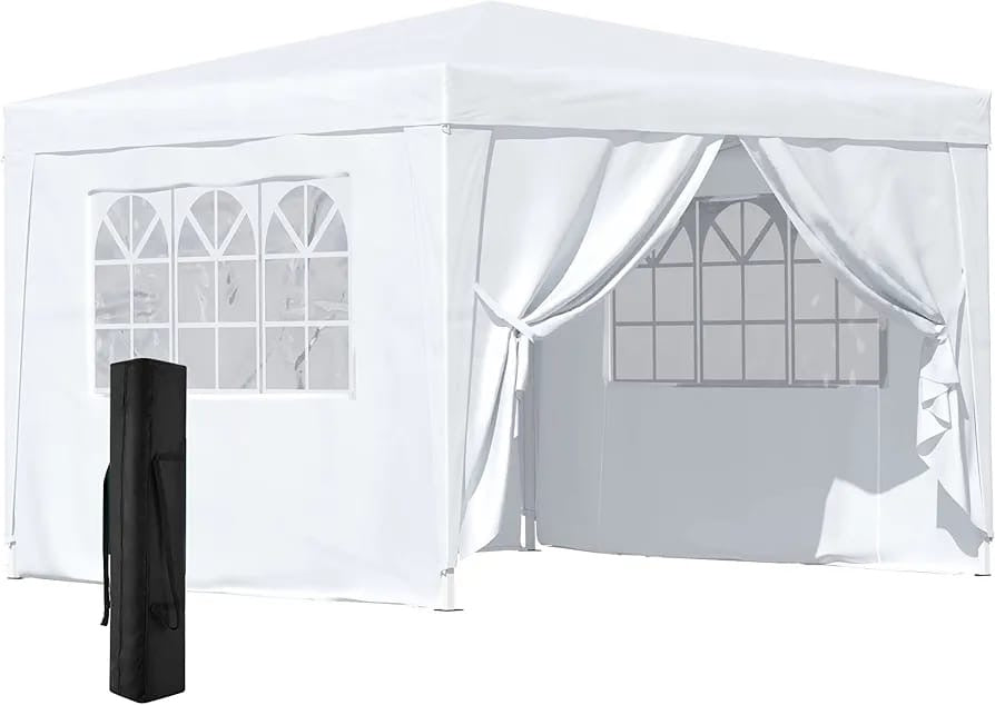 3 x 3 m Garden Pop Up Gazebo, Wedding Party Tent Marquee, Water Resistant Awning Canopy || Green and white