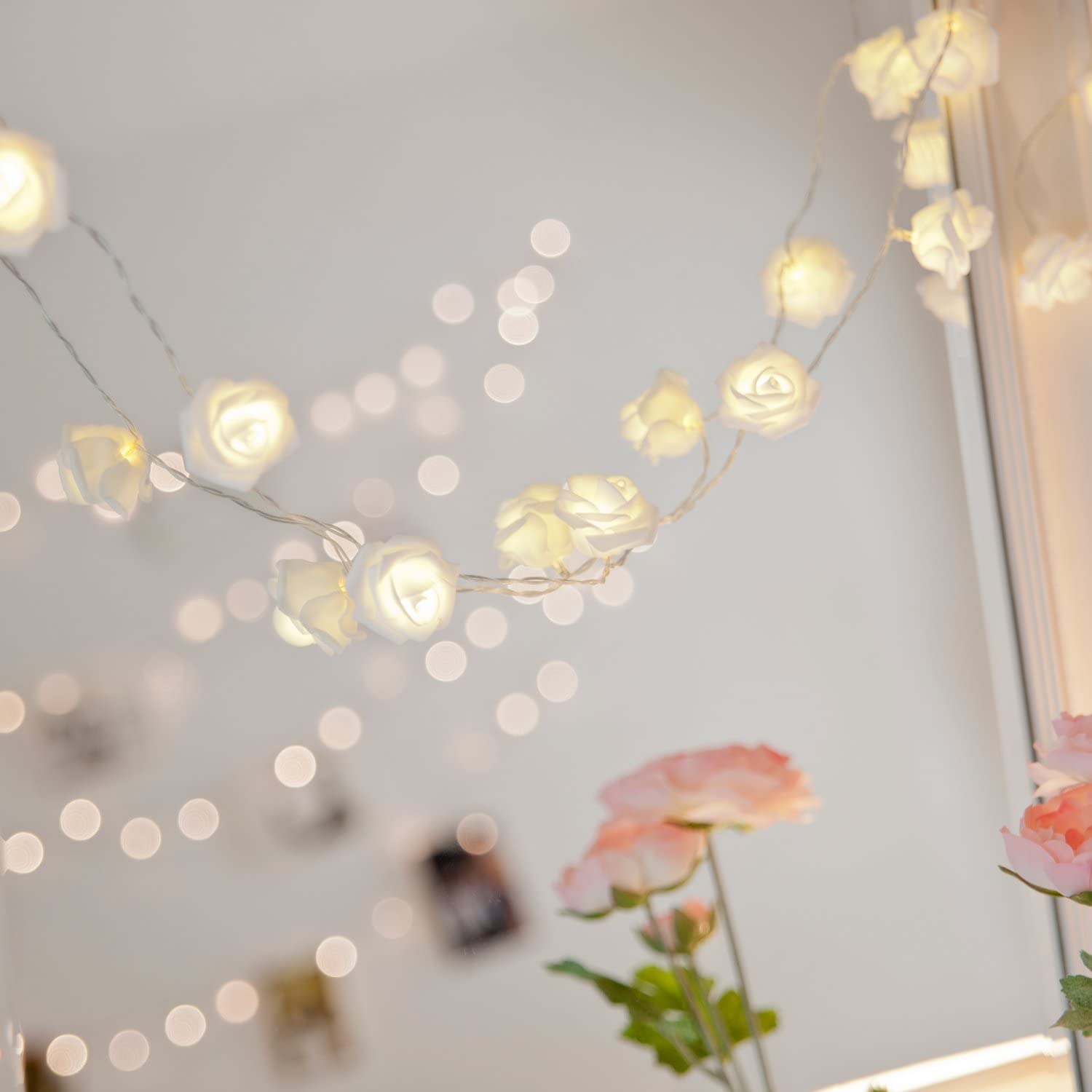 White Rose String Fairy Lights