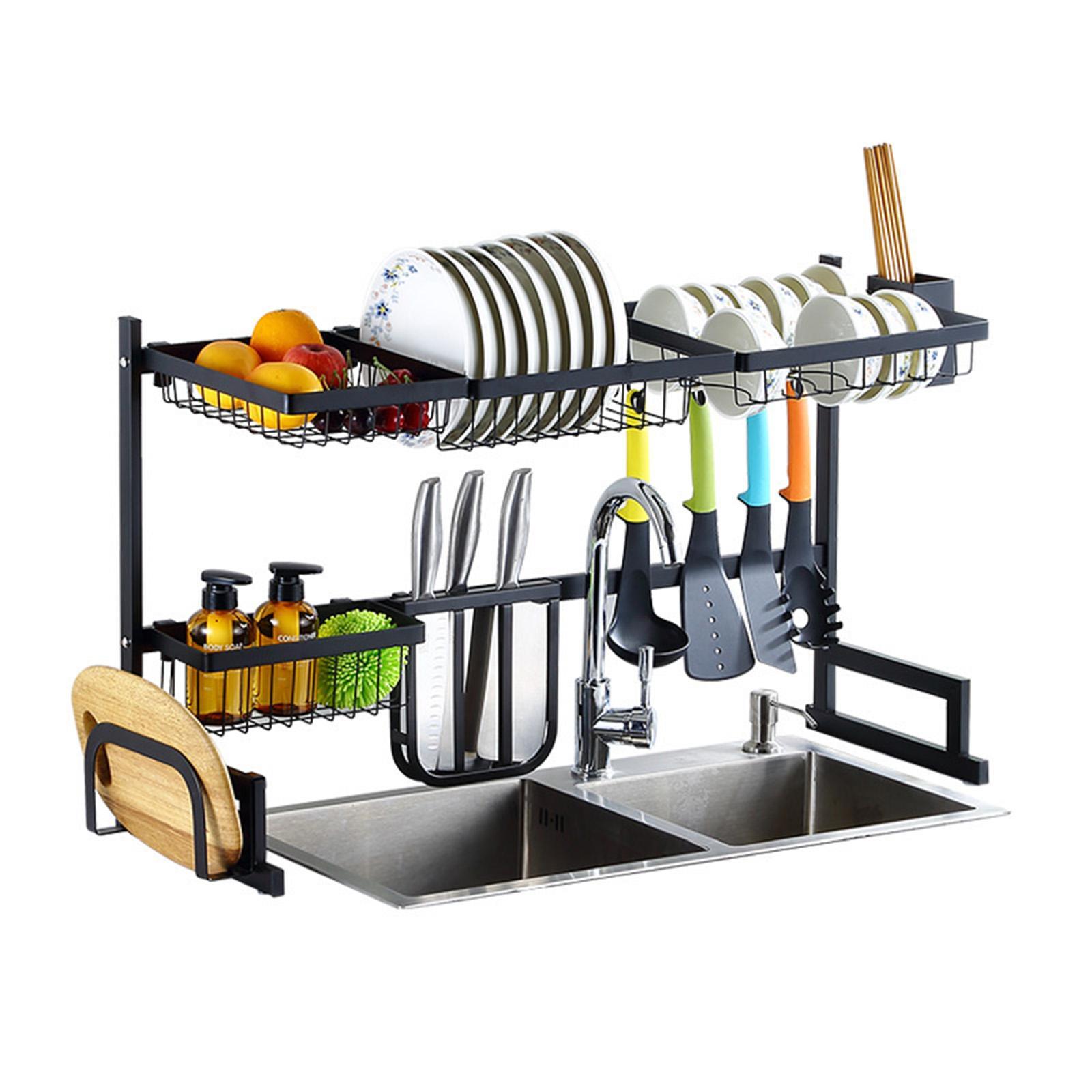 Over The Sink Dish Drying Rack Utensil Holder Drain Kitchen Drainer Storage