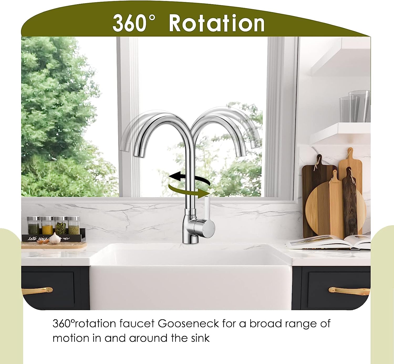 Kitchen Taps Mixer Chrome Monobloc Kitchen Sink Taps Mixer 1 Hole Single Lever Mono Kitchen Mixer Taps 1 Hole 360° Swivel Kitchen Faucet