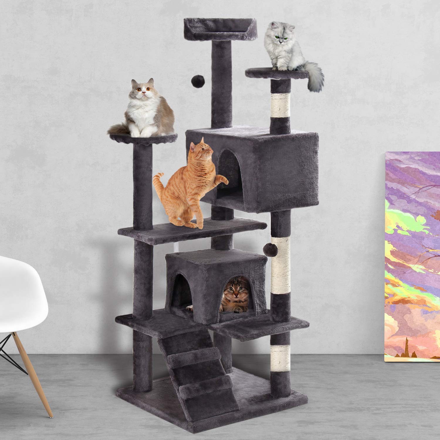 Cat Tree Tower, Cat Condos with Sisal Scratching Posts