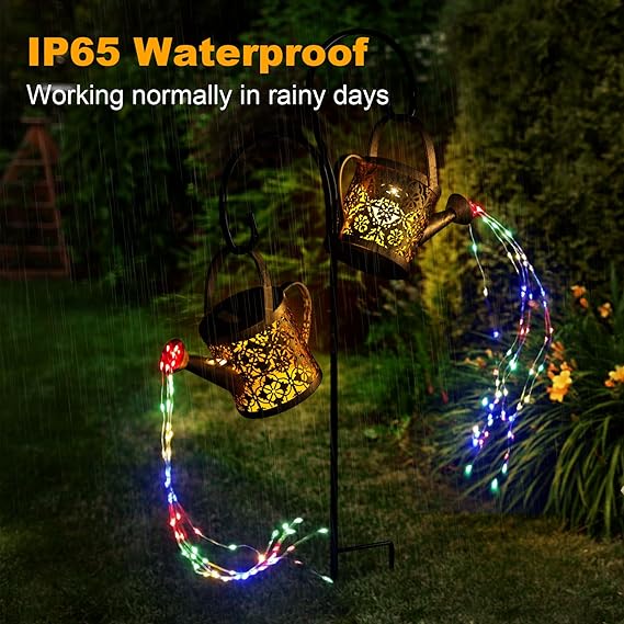 Solar Watering Can Light, 2 Pack Garden Ornaments Outdoor Decorations Watering Can Solar Lights IP65 Waterproof Metal Pathway Lighting