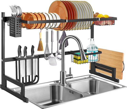 Over The Sink Dish Drying Rack Utensil Holder Drain Kitchen Drainer Storage Adjustable Length(85~100cm)