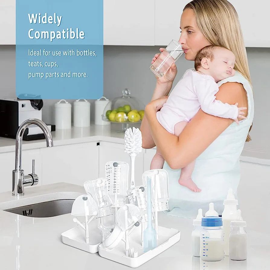 Baby Bottle Drying Rack with Removable Water Tray Countertop Bottle Holder for Baby and Toddler