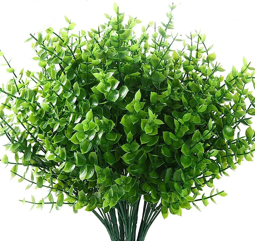 12pcs Artificial Plants,Plastic Greenery Shrubs UV Resistant