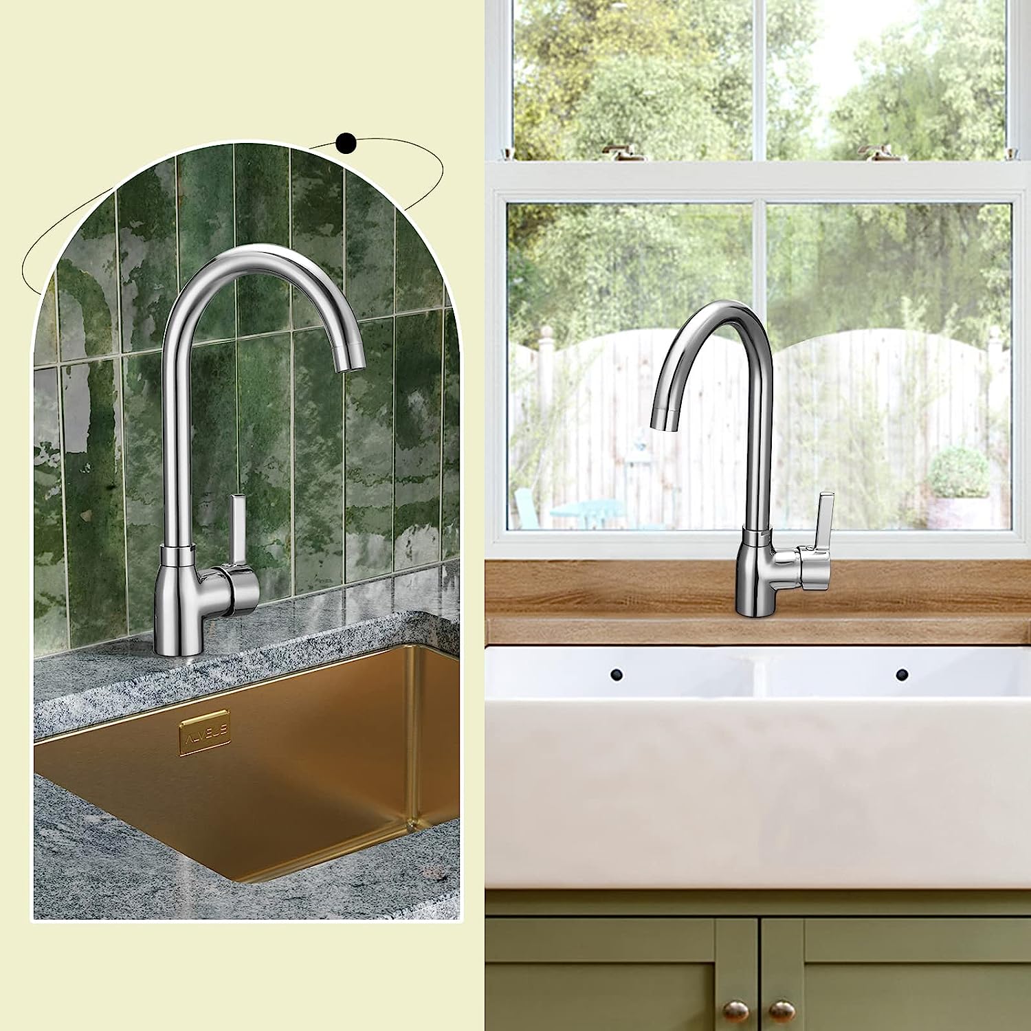 Kitchen Taps Mixer Chrome Monobloc Kitchen Sink Taps Mixer 1 Hole Single Lever Mono Kitchen Mixer Taps 1 Hole 360° Swivel Kitchen Faucet