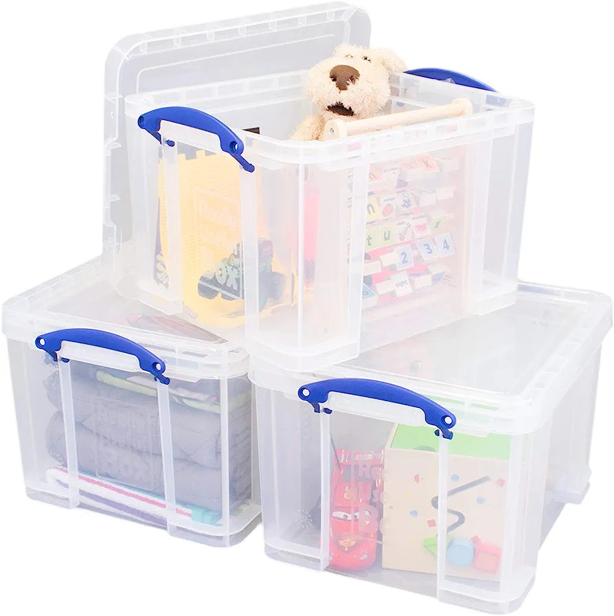 Useful Plastic Storage Box Pack 3x35 Litre Clear