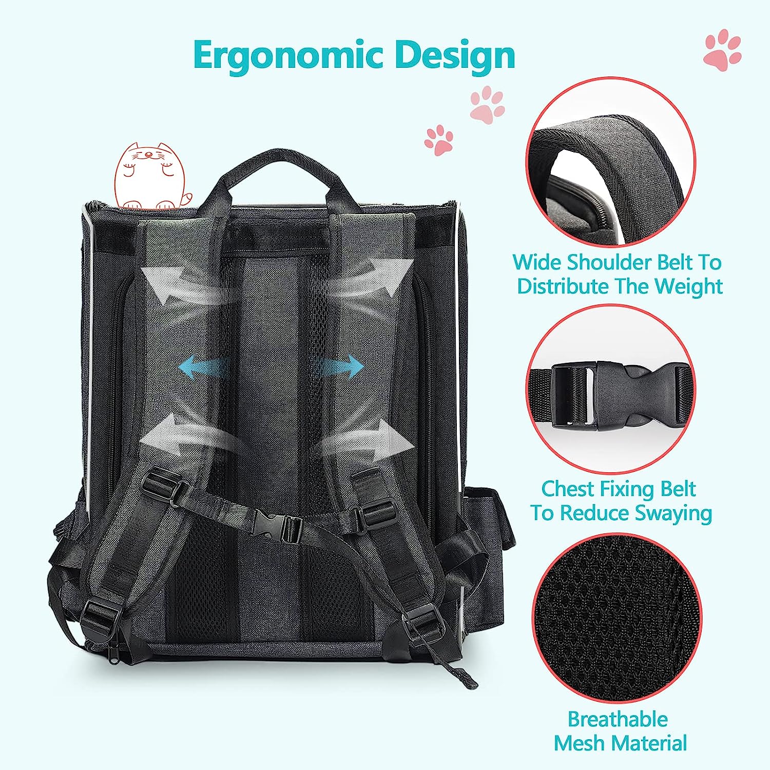 Pet Carrier Backpack, Morpilot Expandable and Foldable Cat Backpack with Breathable Mesh, Waterproof and Durable Dog Backpack for Cats and Small Dogs up to 8 kg