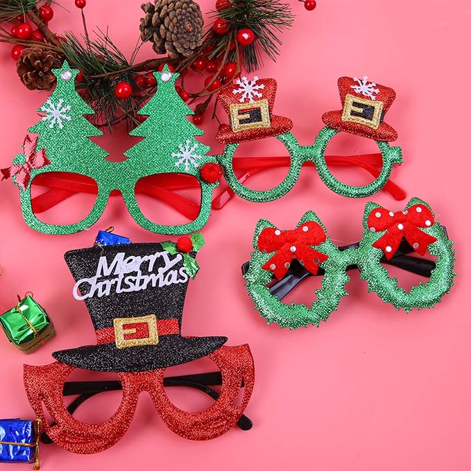 20 Styles Christmas Party Glasses Frames Christmas Decoration Eyeglasses Xmas Costume Glasses Frame for Holiday Favors