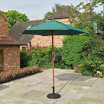 2.4m Wooden Green Garden Parasol