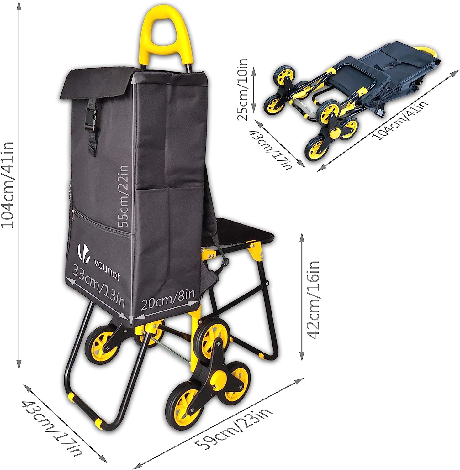 3 Wheels Foldable Shopping Trolley