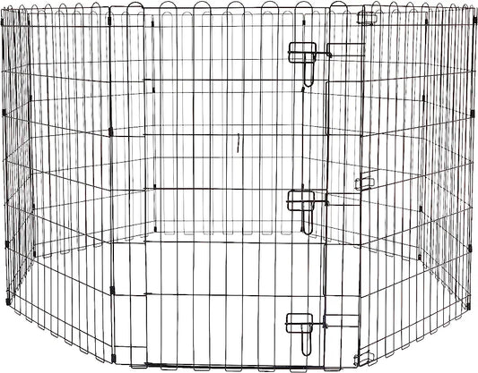 Basics Foldable Octagonal Metal Dog and Pet Exercise Playpen, With door, 36 inch (91 cm), Black