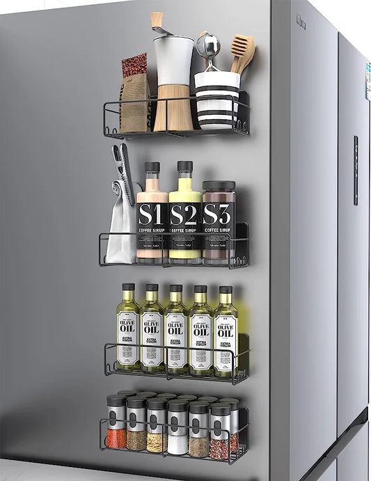 Magnetic Spice Rack Organizer 4 Tier Magnetic Spice Rack for Fridge Refrigerator