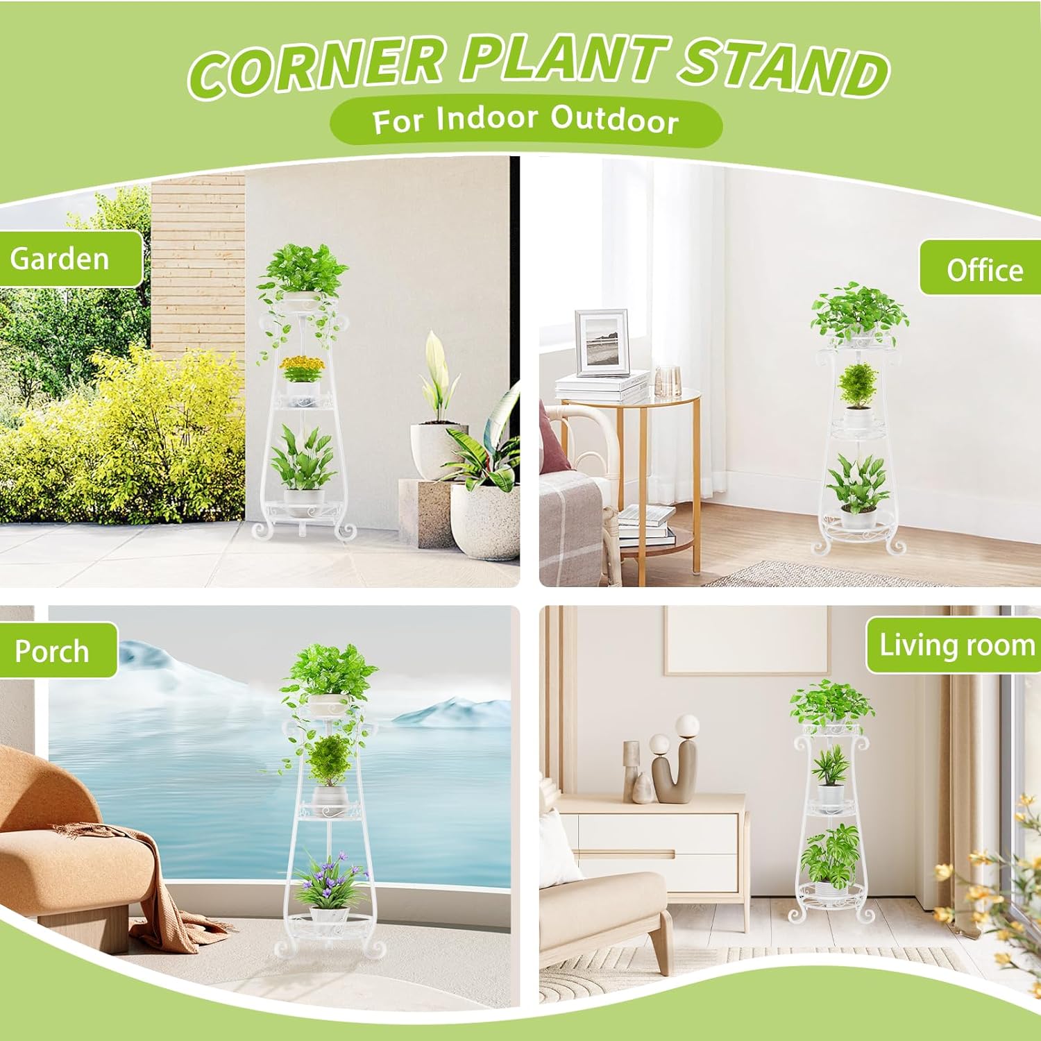 3 Tier Metal Plant Stand Indoor, 34 Inch Tall Corner Plant Stands for Indoor Plants, Flower Pot Holder Shelf Display Rack for Balcony Garden Patio Living Room