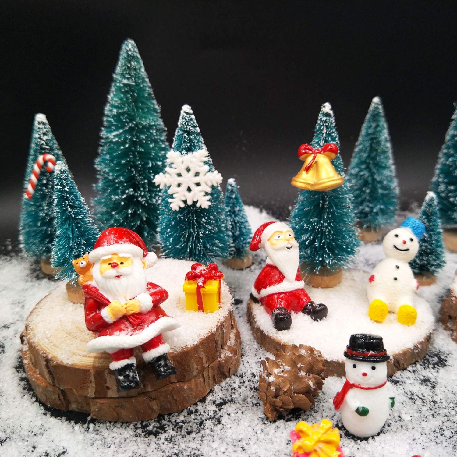 5PCS Winter Christmas Miniature Ornament Kits for DIY Christmas Scene Fairy Garden Dollhouse Home Décor, Mini Christmas Trees, Snowman for Christmas Party Decoration Micro Landscape