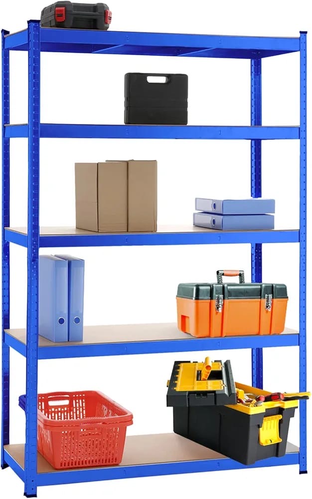 5 Tiers Metal Shelving Units Warehouse Racking Shelf Heavy Duty Steel 175kgs Per Bay 180X100X40CM