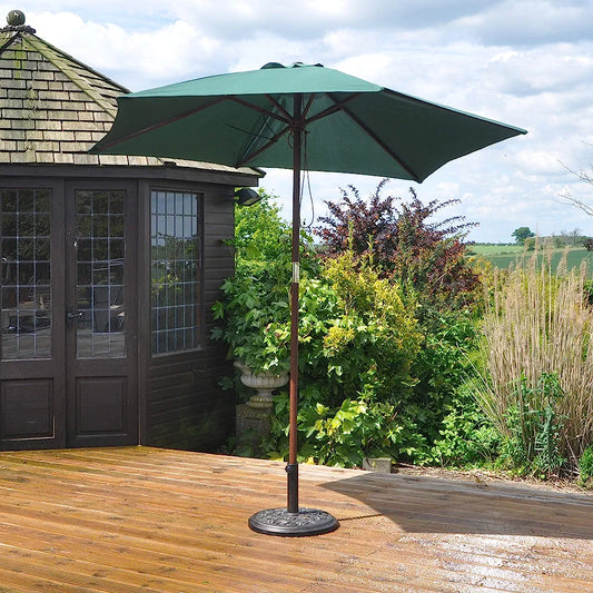 2.4m Wooden Green Garden Parasol