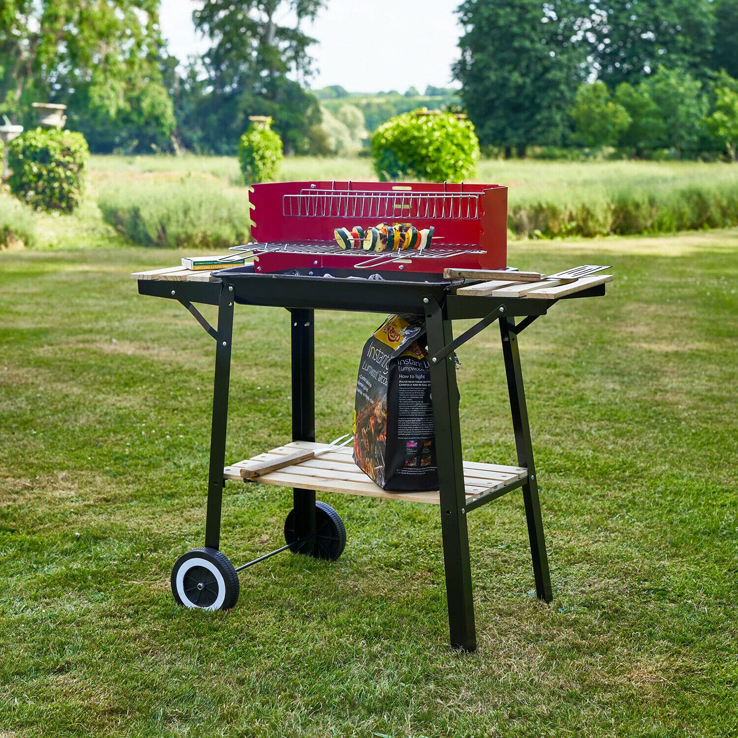 charcoal bbq grill trolley