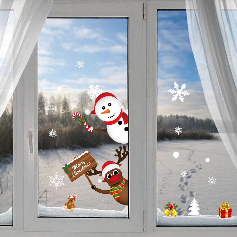 Christmas Santa Removable Window Stickers Xmas Art Decal Wall Home Shop Decor UK