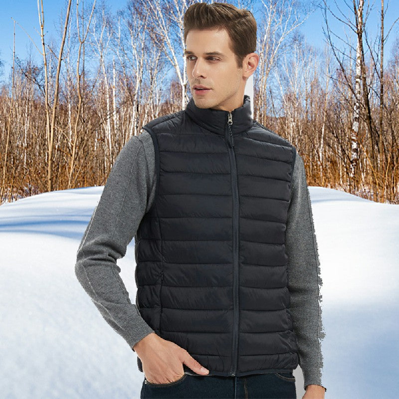 Ultralight Men Sleeveless Body Warmer Quilted Padded Winter Jacket Puffer Gilet Male - Black L