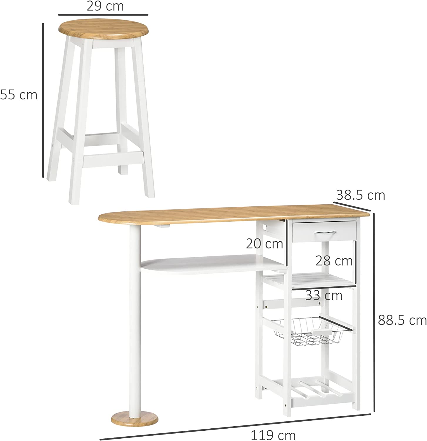 3 Piece Bar Table Set For Kitchen